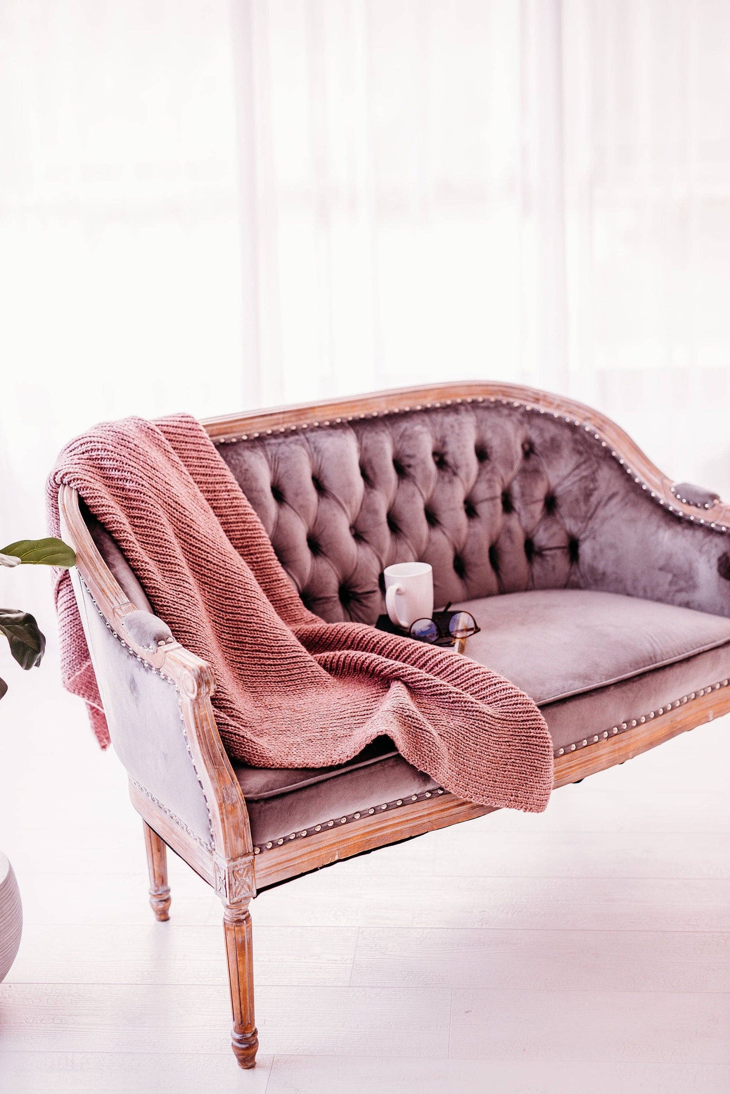 Dusty Pink Knit Throw