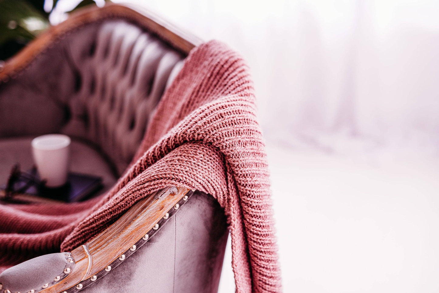 Dusty Pink Knit Throw