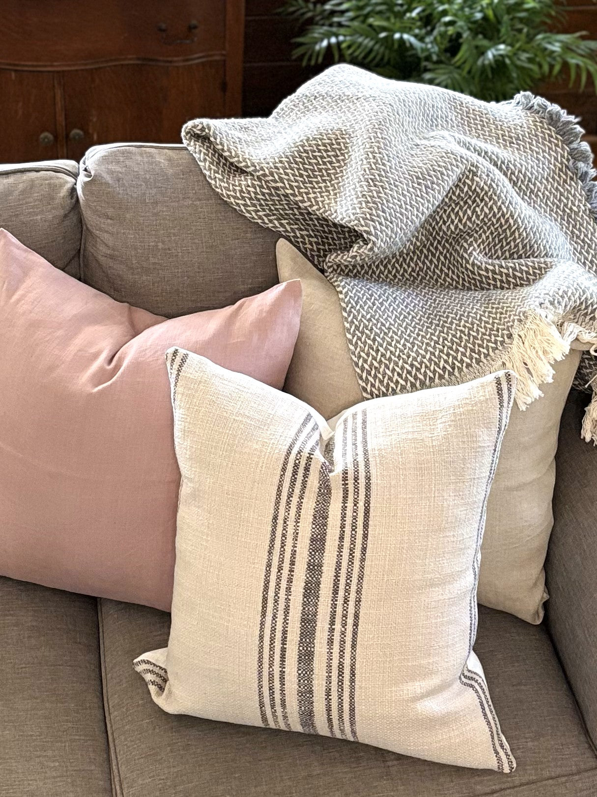 Heirloom Linen Throw Pillow Cover