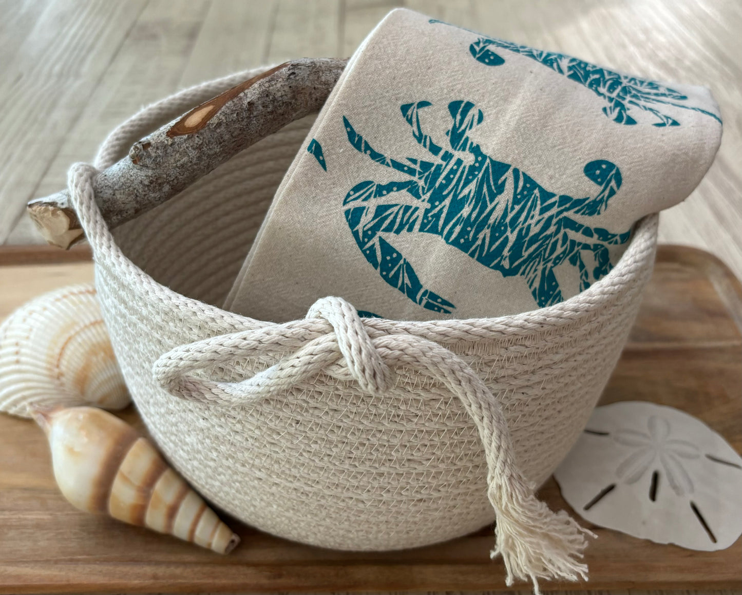 Crabby Coastal Tea Towel